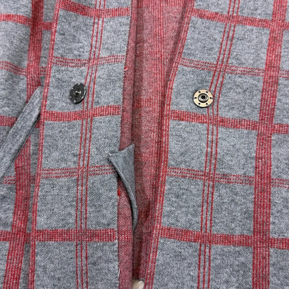 Anthropologie Moth Gray Red Plaid Collared Sweater Jacket - Picture 5 of 16